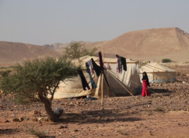 Des tentes de bédouins, dans la Réserve de Dana (Jordanie)